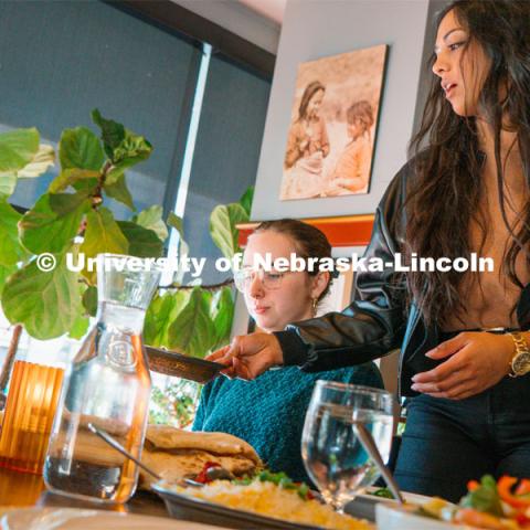 Students eat at The Oven restaurant in the Haymarket. About Lincoln at The Oven. November 2, 2023. Photo by Matthew Strasburger / University Communication.