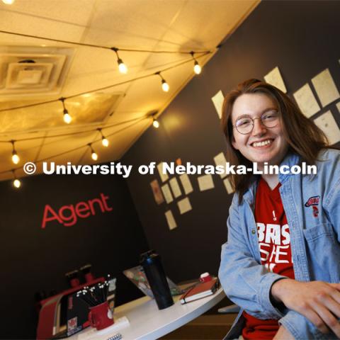 Dalton Cooper, a sophomore in advertising and public relations, attends UNL with a scholarship from The Nebraska Promise program. The program covers undergraduate tuition at the University of Nebraska's four campuses (UNK, UNL, UNMC and UNO) and its two-year technical college (NCTA). December 1, 2023. Photo by Craig Chandler / University Communication and Marketing.