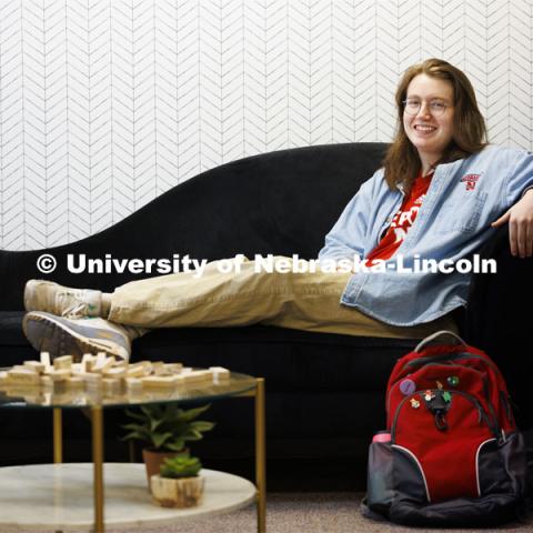 Dalton Cooper, a sophomore in advertising and public relations, attends UNL with a scholarship from The Nebraska Promise program. The program covers undergraduate tuition at the University of Nebraska's four campuses (UNK, UNL, UNMC and UNO) and its two-year technical college (NCTA). December 1, 2023. Photo by Craig Chandler / University Communication and Marketing.