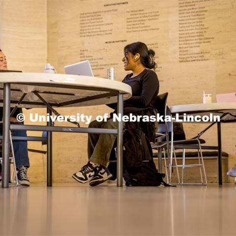 Students studying at the Sheldon Museum. December 06, 2023. Photo by Kristen Labadie / University Communication.