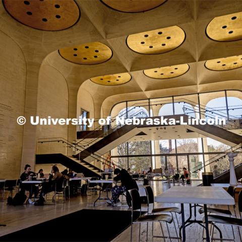 Students studying at the Sheldon Museum. December 06, 2023. Photo by Kristen Labadie / University Communication.