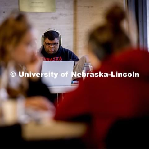 Students studying at the Sheldon Museum. December 06, 2023. Photo by Kristen Labadie / University Communication.