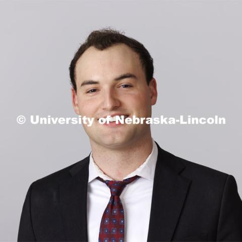 Studio portrait of Benjamin Morgan, New Student Enrollment Orientation Leaders. December 11, 2023. Photo by Craig Chandler / University Communication and Marketing.