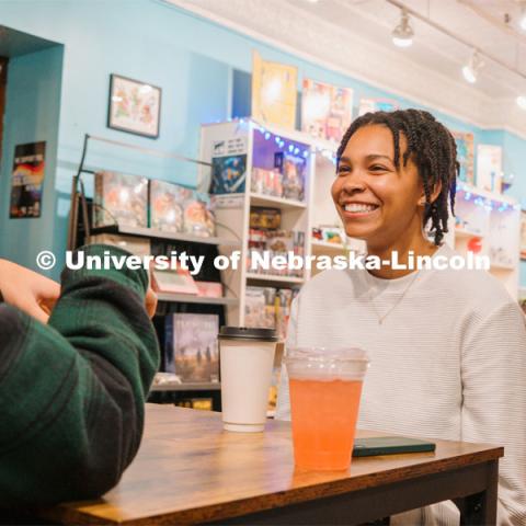 Mana Games is a gaming cafe in the Haymarket's historic Creamery building where you can grab a quick bite and a cup of coffee while you connect with other gamers. For About Lincoln website. December 12, 2023. Photo by Matthew Strasburger / University Communication.