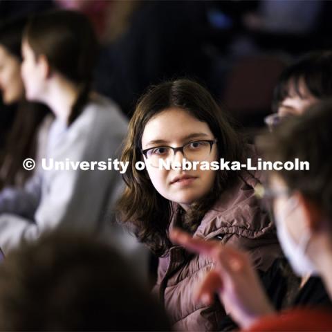 Student talk in small groups as part of Adrian Wisnicki’s Being Human in a Digital Age course where AI is being taught and discussed. February 12, 2024. Photo by Craig Chandler / University Communication and Marketing.