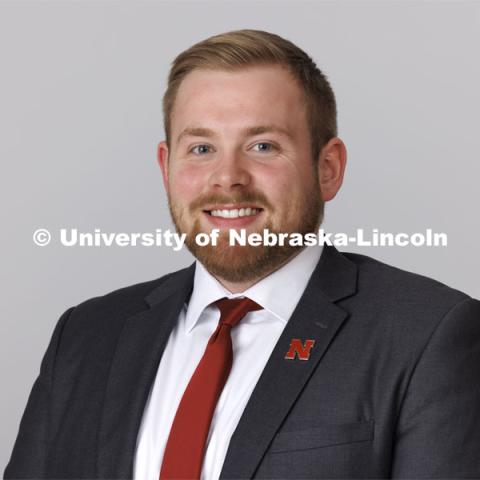 Studio portrait of Will Hattery, Regional Recruitment Specialist, ASEM Admissions Counselor. February 23, 2024. Photo by Craig Chandler / University Communication and Marketing.