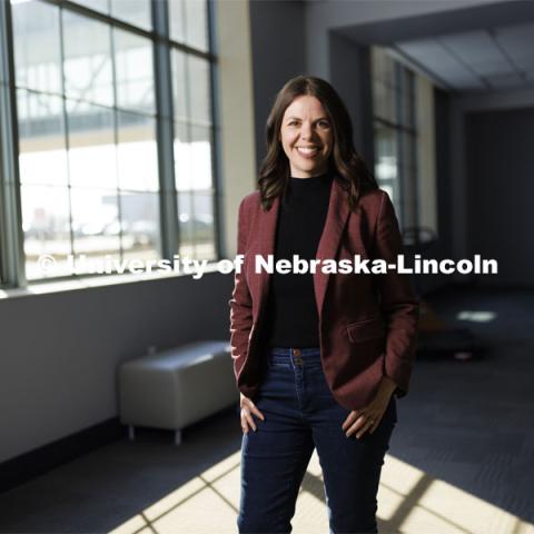 Jordyn Bader, Director of Industry Partnerships at Marble Technologies and a UNL alumni, is back working in Lincoln, Nebraska in Marble’s Nebraska Innovation Campus offices. March 21, 2024. Photo by Craig Chandler / University Communication and Marketing.