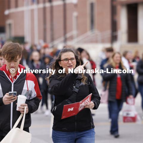 New students and parents leave the pep rally at the Coliseum and head toward their college admit socials. Admitted Student Day is UNL’s in-person, on-campus event for all admitted students. March 23, 2024. Photo by Craig Chandler / University Communication and Marketing.