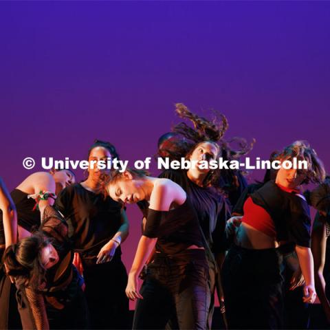 Rehearsal for Evenings of Dance in the Johnny Carson Theater. Event will be held April 11-13. April 9, 2024. Photo by Craig Chandler / University Communication and Marketing.