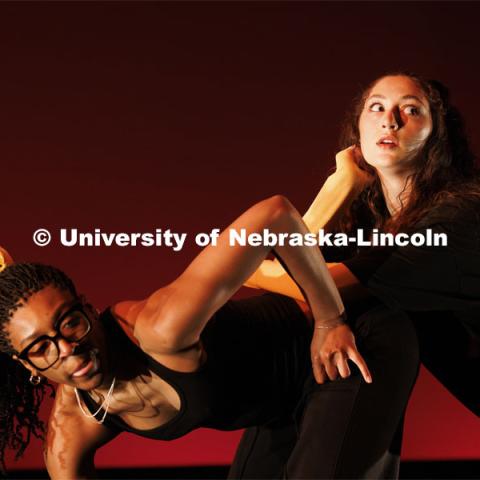 Rehearsal for Evenings of Dance in the Johnny Carson Theater. Event will be held April 11-13. April 9, 2024. Photo by Craig Chandler / University Communication and Marketing.