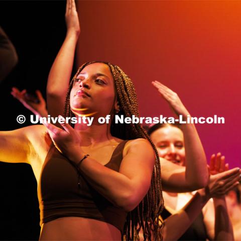 Rehearsal for Evenings of Dance in the Johnny Carson Theater. Event will be held April 11-13. April 9, 2024. Photo by Craig Chandler / University Communication and Marketing.