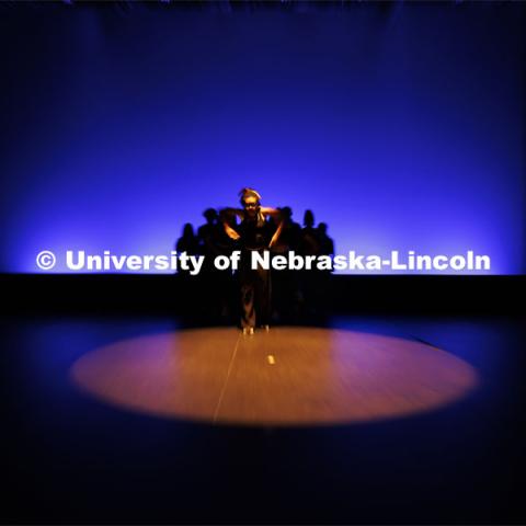 Rehearsal for Evenings of Dance in the Johnny Carson Theater. Event will be held April 11-13. April 9, 2024. Photo by Craig Chandler / University Communication and Marketing.