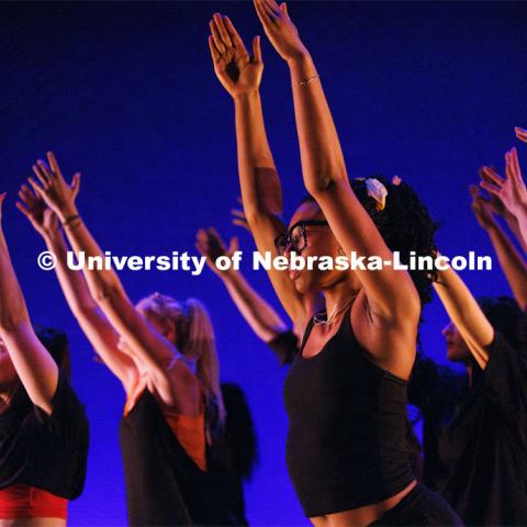 Rehearsal for Evenings of Dance in the Johnny Carson Theater. Event will be held April 11-13. April 9, 2024. Photo by Craig Chandler / University Communication and Marketing.