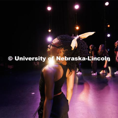 Rehearsal for Evenings of Dance in the Johnny Carson Theater. Event will be held April 11-13. April 9, 2024. Photo by Craig Chandler / University Communication and Marketing.