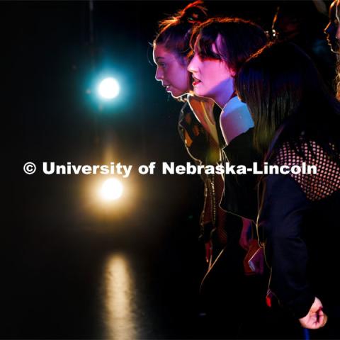 Rehearsal for Evenings of Dance in the Johnny Carson Theater. Event will be held April 11-13. April 9, 2024. Photo by Craig Chandler / University Communication and Marketing.