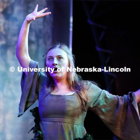 Karnie Gottschalk in ensemble during the witching scene in UNL’s production of “Big Fish”. April 22, 2024. Photo by Taryn Hamill for University Communication and Marketing.