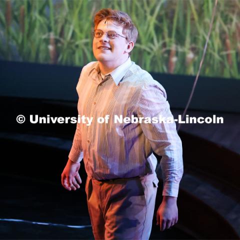 Nate Petsche in UNL’s production of “Big Fish”. April 23, 2024. Photo by Taryn Hamill for University Communication and Marketing.
