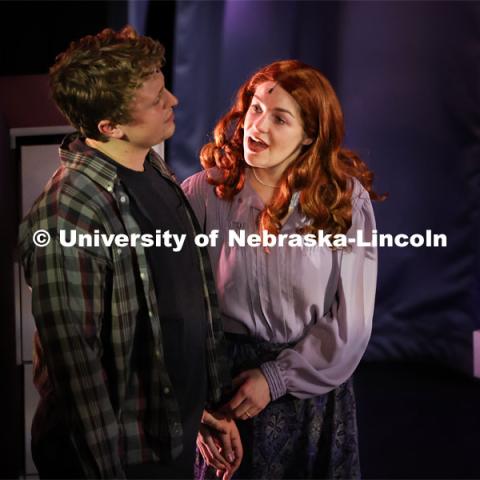 Jacquelyn vonAschwege and Jacob Vanderford in UNL’s production of “Big Fish”. April 23, 2024. Photo by Taryn Hamill for University Communication and Marketing.