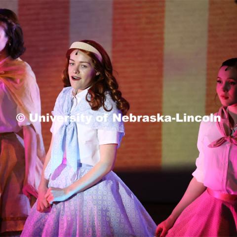 Jacquelyn vonAschwege, Alura Long and Faith Polivanov perform in UNL’s production of “Big Fish”. April 23, 2024. Photo by Taryn Hamill for University Communication and Marketing.