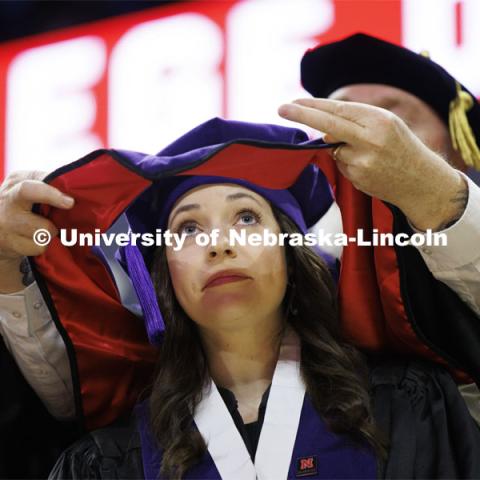 College of Law commencement in Devaney on the volleyball court. May 3, 2024. Photo by Craig Chandler / University Communication and Marketing.