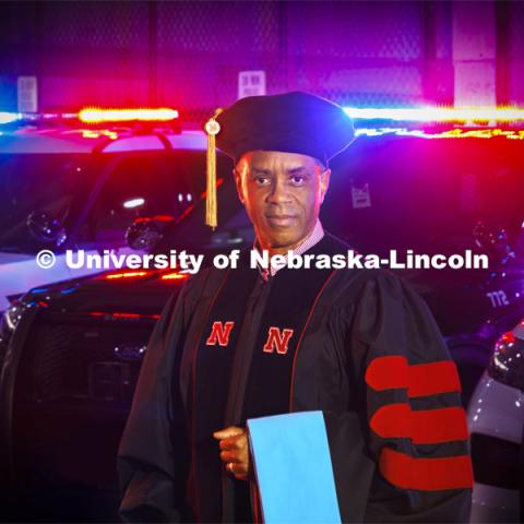 UNL Police Department Chief Hassan Ramzah will receive his doctoral hood in education on Friday, May 17. May 8, 2024. Photo by Craig Chandler / University Communication and Marketing.