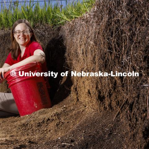 Judith Turk, Assistant Professor in the Survey Division - School of Natural Resources is a CAREER award winner. Turk will use an $854,000 grant from the National Science Foundation’s Faculty Early Career Development Program to shed light on how human activity is impacting soil degradation in the Great Plains. May 9, 2024. Photo by Craig Chandler / University Communication and Marketing.