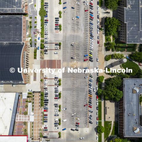 Aerial view of UNL’s East Memorial Stadium Loop. May 22, 2024. Photo by Craig Chandler / University Communication and Marketing.