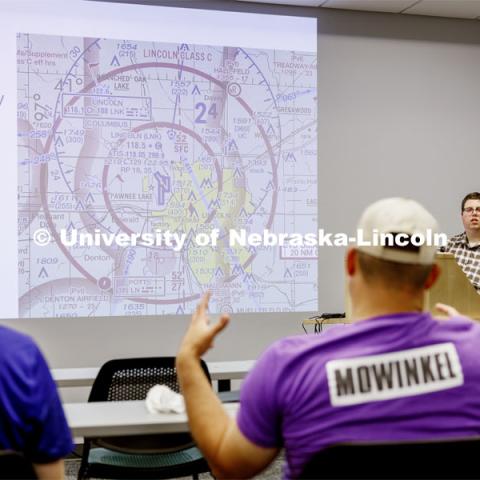 Travis Ray from Nebraska Innovation Studios is teaching drone classes so people can get their p107 license to fly. June 18, 2024. Photo by Craig Chandler / University Communication and Marketing.