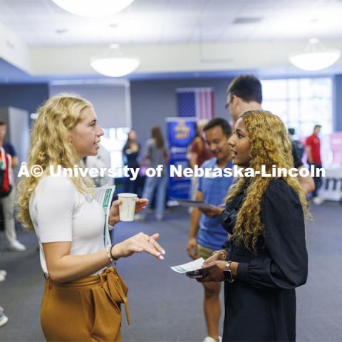 Raikes Design Studio held a job fair in the Gaughan Center where students meet the clients in a job fair environment. August 29, 2024. Photo by Craig Chandler / University Communication and Marketing.