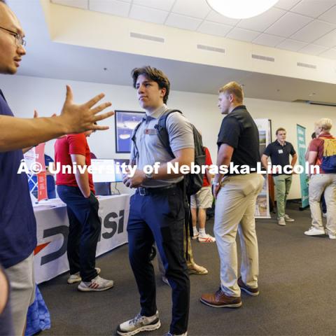 Raikes Design Studio held a job fair in the Gaughan Center where students meet the clients in a job fair environment. August 29, 2024. Photo by Craig Chandler / University Communication and Marketing.