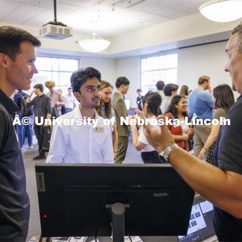 Raikes Design Studio held a job fair in the Gaughan Center where students meet the clients in a job fair environment. August 29, 2024. Photo by Craig Chandler / University Communication and Marketing.