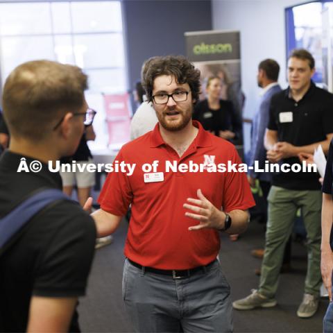 Raikes Design Studio held a job fair in the Gaughan Center where students meet the clients in a job fair environment. August 29, 2024. Photo by Craig Chandler / University Communication and Marketing.