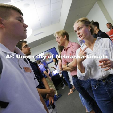 Raikes Design Studio held a job fair in the Gaughan Center where students meet the clients in a job fair environment. August 29, 2024. Photo by Craig Chandler / University Communication and Marketing.