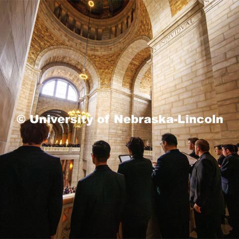 UNL University Singers sing Unclouded Day by J.K. Alwood at President Jeffrey Gold's Investiture Ceremony in the Nebraska State Capitol. September 5, 2024. Photo by Kristen Labadie / University Communication.