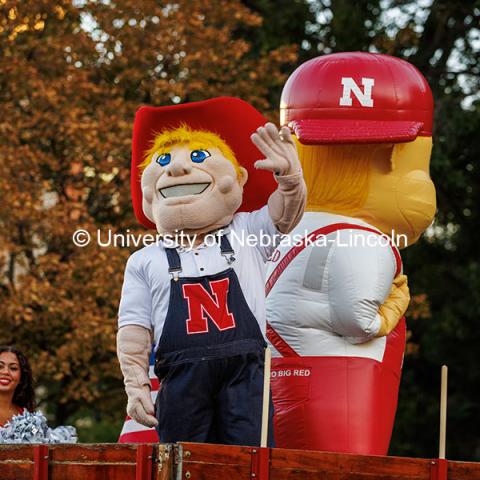 Herbie and Lil’ Red ride in a float at the 2024 Homecoming parade. 2024 Homecoming celebration. October 4, 2024. Photo by Kristen Labadie / University Communication.