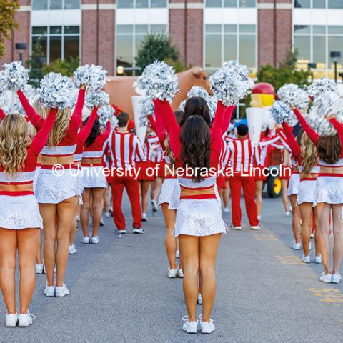 The Husker Scarlets squad perform at the 2024 Homecoming Parade. 2024 Homecoming celebration. October 4, 2024. Photo by Kristen Labadie / University Communication.