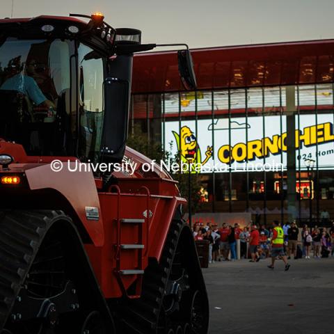 The Cornchella logo is shown on the Jumbo Tron in the Nebraska Training Complex. 2024 Homecoming celebration. October 4, 2024. Photo by Kristen Labadie / University Communication.