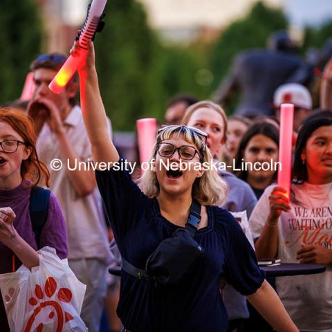 Students having fun at the Battle of the Bands competition for the 2024 Homecoming celebration. October 4, 2024. Photo by Kristen Labadie / University Communication.