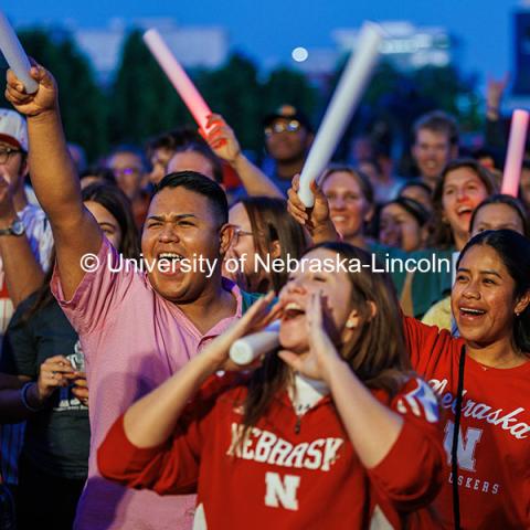 Students having fun at the Battle of the Bands at Cornchella. 2024 Homecoming celebration. October 1, 2024. Photo by Kristen Labadie / University Communication.