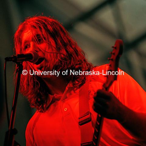 Simon Nabb, the lead singer of the Breakroom band, at the 2024 Battle of the Bands. 2024 Homecoming celebration. October 4, 2024. Photo by Kristen Labadie / University Communication.