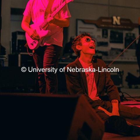 Noah Trumble, the lead singer of the Pearl Parade band at the 2024 Battle of the Bands. 2024 Homecoming celebration. October 4, 2024. Photo by Kristen Labadie / University Communication.