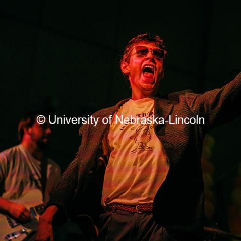 Noah Trumble, the lead singer of the Pearl Parade band at the 2024 Battle of the Bands. 2024 Homecoming celebration. October 4, 2024. Photo by Kristen Labadie / University Communication.