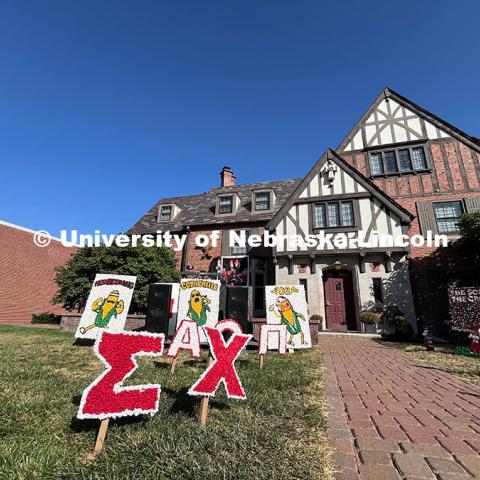 Yard Displays for Nebraska vs Rutgers homecoming game and Cornchella festival. October 5, 2024. Photo by Katie Black / University Communication and Marketing.