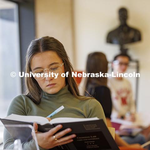 Students studying in the College of Law. College of Law photoshoot. October 10, 2024. Photo by Craig Chandler / University Communication and Marketing.