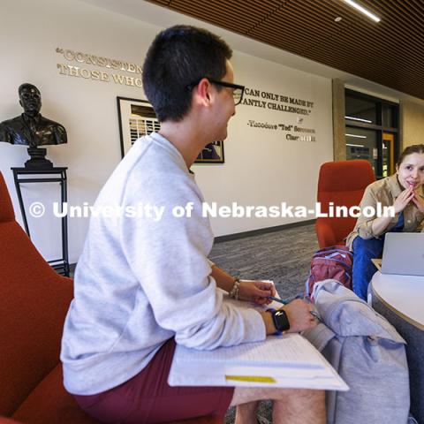 Students studying in the College of Law. College of Law photoshoot. October 10, 2024. Photo by Craig Chandler / University Communication and Marketing.