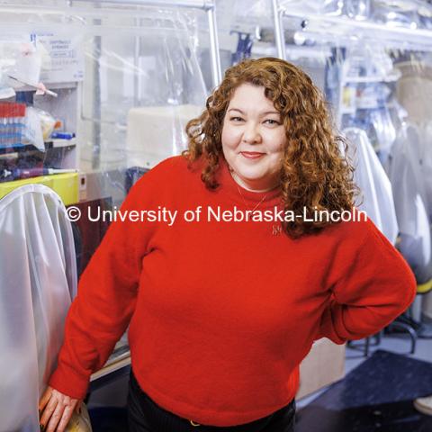 Nicole Buan, Professor in Biochemistry. Buan Laboratory in the Beadle Center. October 25, 2024. Photo by Craig Chandler / University Communication and Marketing.