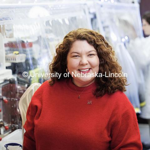 Nicole Buan, Professor in Biochemistry. Buan Laboratory in the Beadle Center. October 25, 2024. Photo by Craig Chandler / University Communication and Marketing.