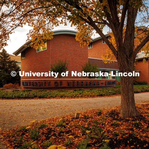 Fall Scenery on City Campus. The Visitors Center. November 8, 2024. Photo by Kristen Labadie / University Communication.