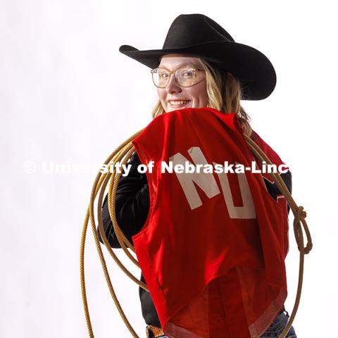 Jaya Nelson, Engler Agribusiness Entrepreneur and member of the Husker Rodeo team. November 13, 2024. Photo by Craig Chandler / University Communication.