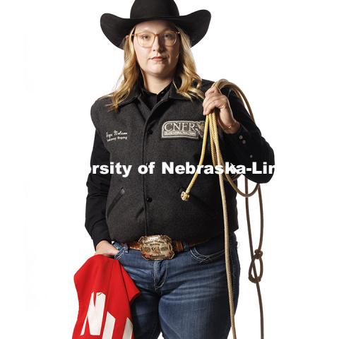 Jaya Nelson, Engler Agribusiness Entrepreneur and member of the Husker Rodeo team. November 13, 2024. Photo by Craig Chandler / University Communication.